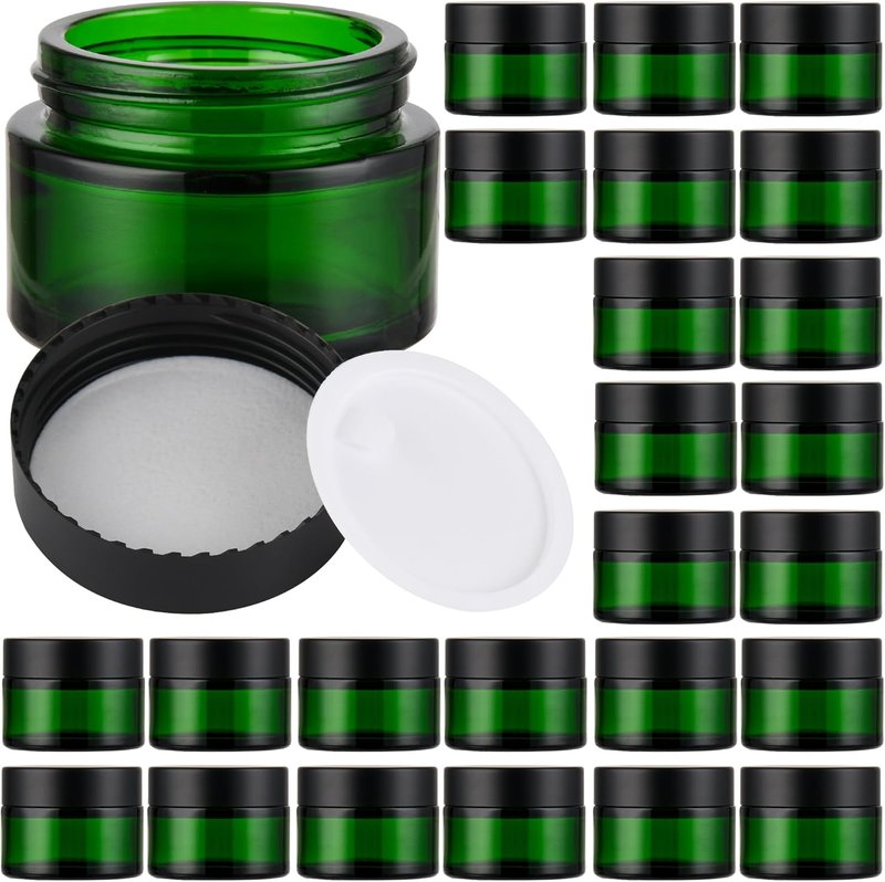 Eco-Friendly Glass Jars with Airtight Black Lids | Multi-Color Cosmetic Containers for Cream & Lotion (1oz)