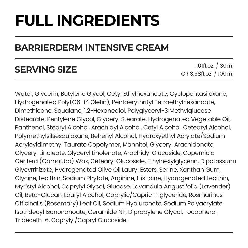 [SKIN&LAB] Barrierderm intensive cream, moisturizing,gentle, light texture, face and body (1.69 fl oz.)