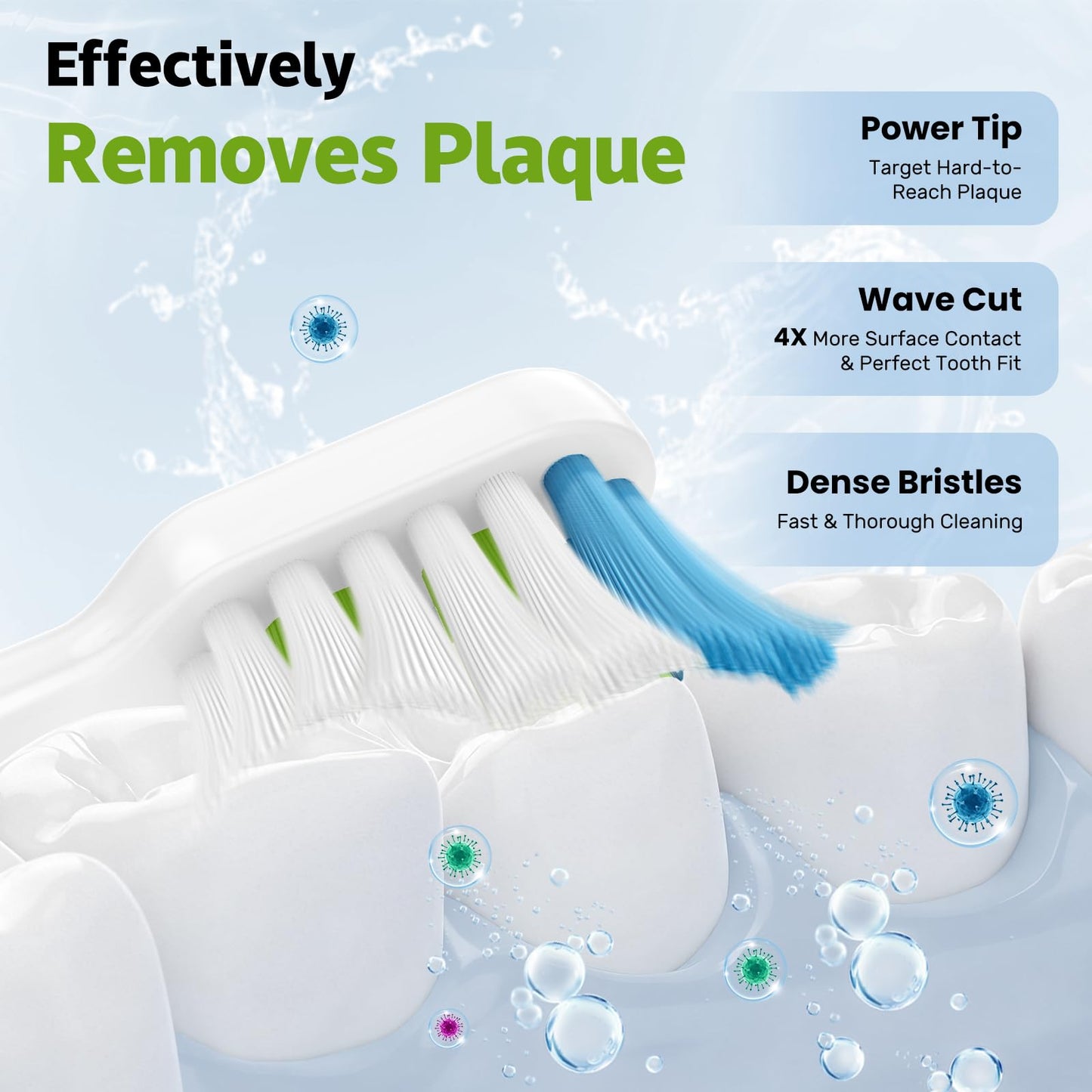 Replacement Brush Heads Compatible with Philips SoniCare Electric Toothbrushes, Dupont Bristles for Effective Cleaning, Click-on System, 8 Pack, White