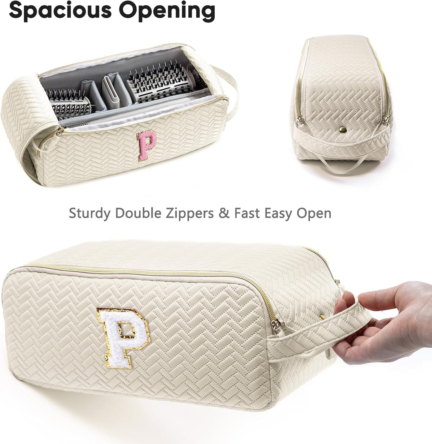 Personalized Travel Bag for Hair Tools - Compatible with Shark FlexStyle, Revlon & Dyson | Organizer for Hair Dryer, Flat Iron, Curling Iron & Makeup Essentials