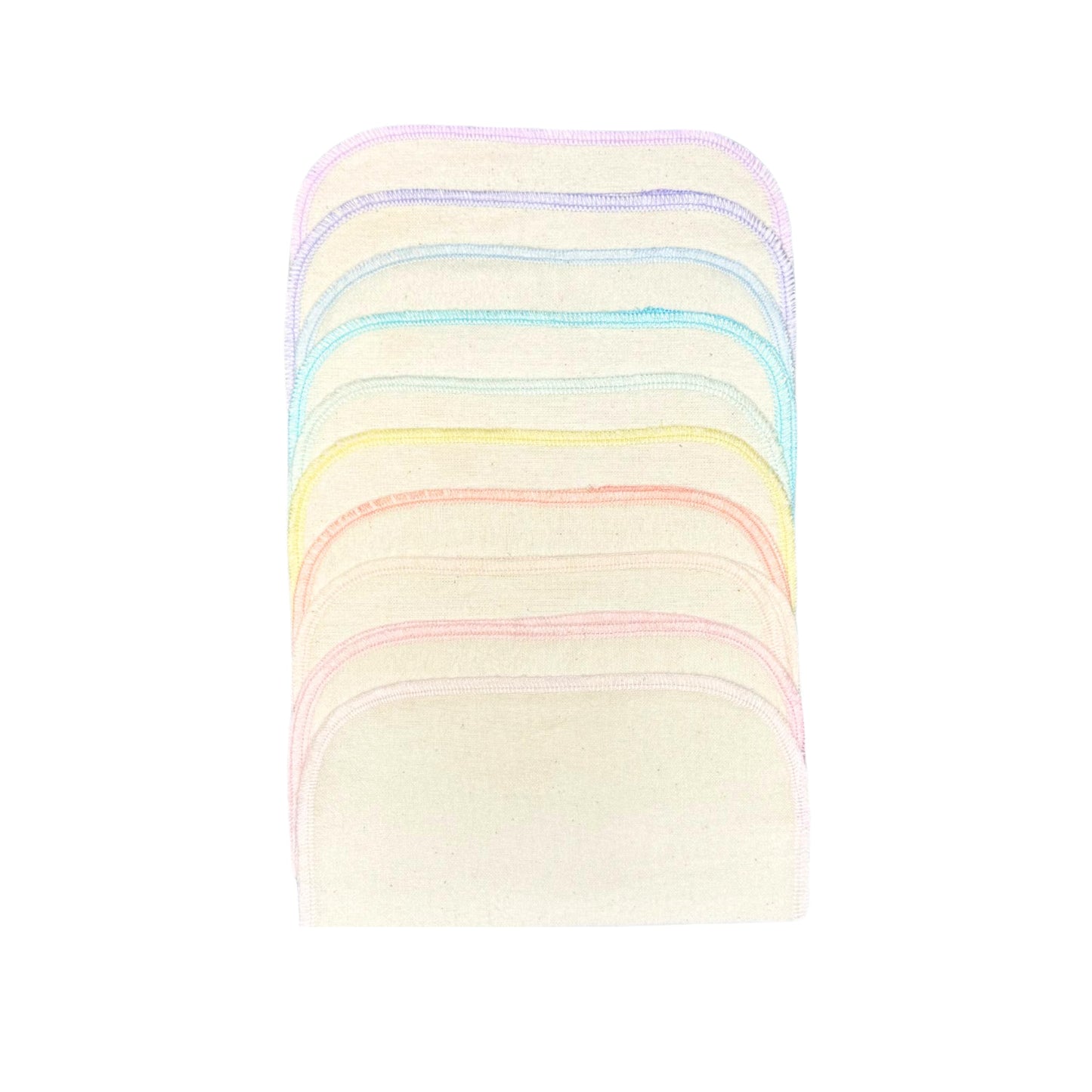 Gina's Soft Cloth Shop 1 Ply Organic Flannel Washable Baby Wipes 8 x 8 Inches 10 Pack Assorted Pastel Set- Proudly Made in The USA!