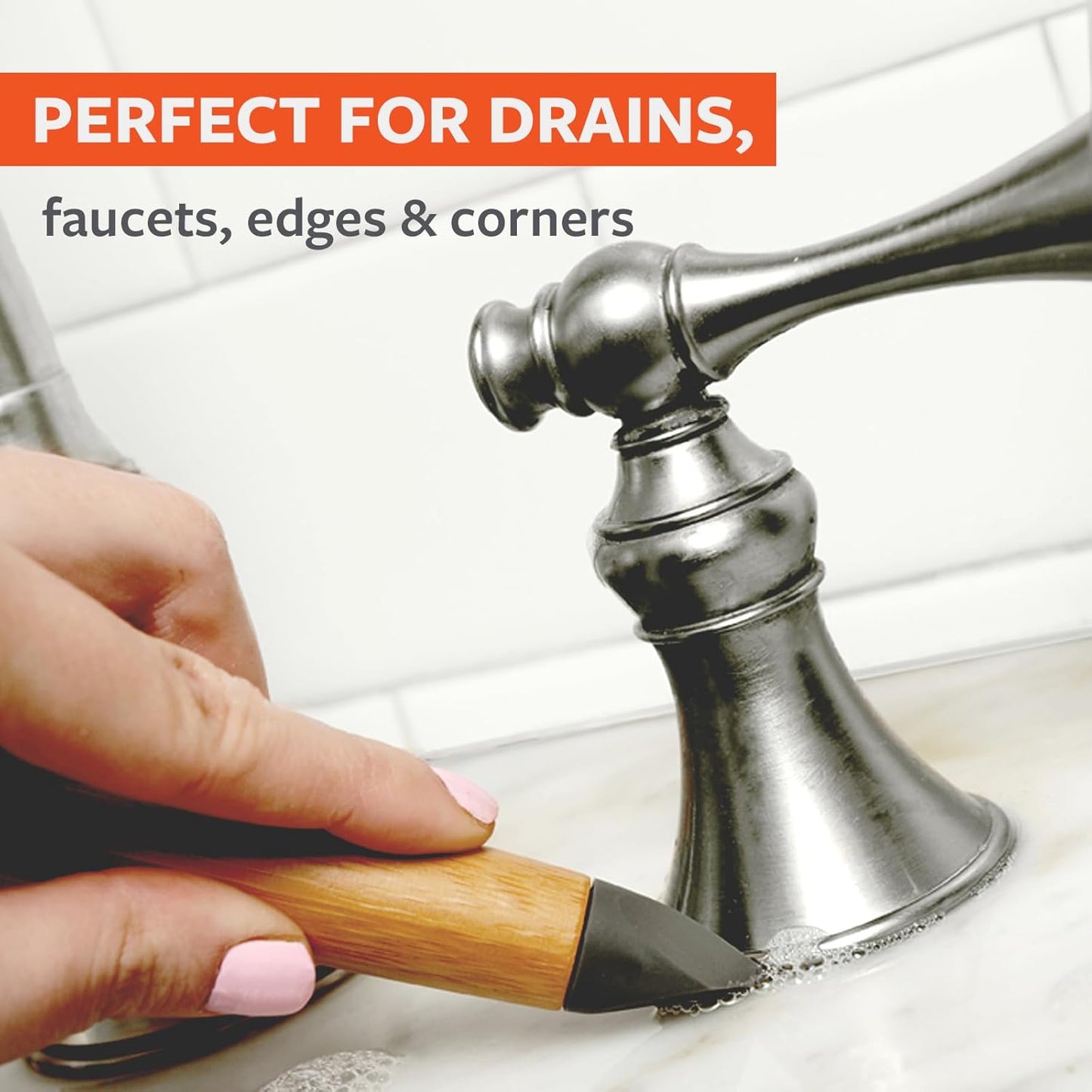 Full Circle Micro Manager - Deep Cleaning Brush for Crevices & Grout | Tough Bristles, Sustainable Bamboo Handle, White