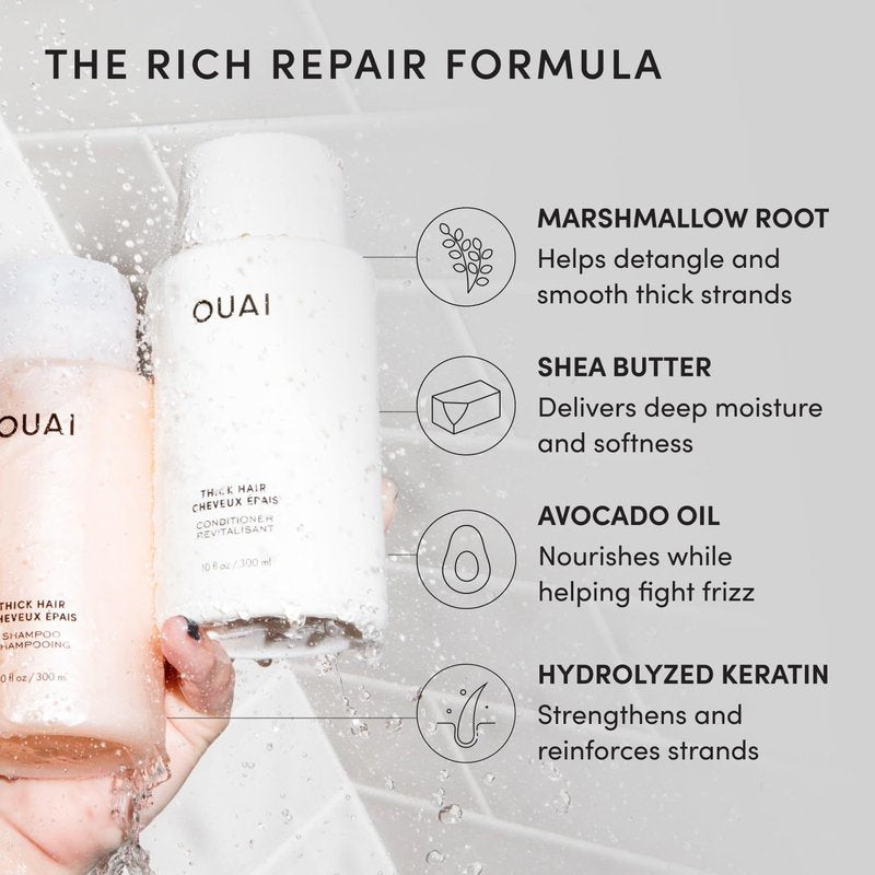 Thick Hair Shampoo & Conditioner Set - Moisturizing Formula with Keratin & Shea Butter | Travel Size (3 Oz)