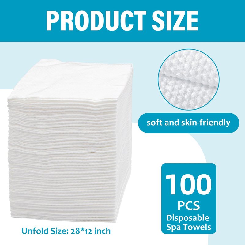 100Pcs Disposable Towels, Ultra Soft, Quick Dry 19.7" x 27.6" Disposable Hair Towels Spa Salon Towel, Portable Body Towel Disposable for Massage Beauty Hotel Camping Travel Gym