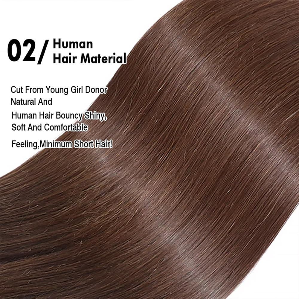 Dark Brown Straight Human Hair Bundles - 10 Inch Double Weft Brazilian Virgin Remy Extensions | Soft & Silky for Black Women