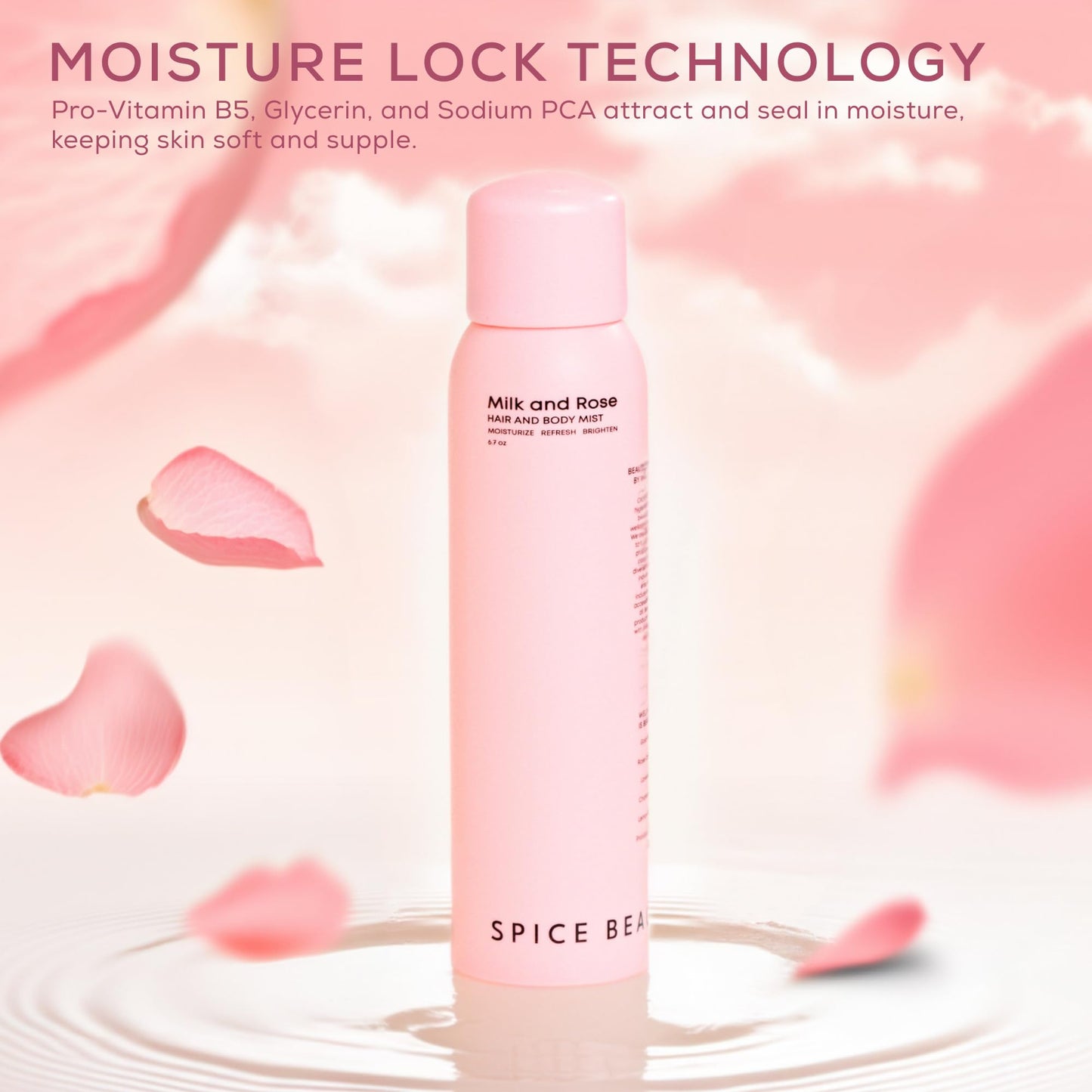 SPICE BEAUTY Milk & Rose Hair & Body Mist | Hydrating Floral Mist for Hair, Skin & Clothing | Rose, Goat Milk & Skin-Loving Ingredients | 6.7 oz