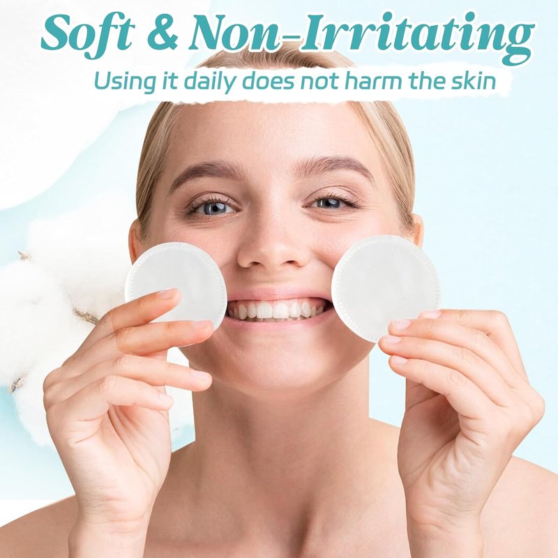 Premium Cotton Rounds - 100% Cotton Makeup Remover Pads | Soft, Non-Irritating, 100 Count