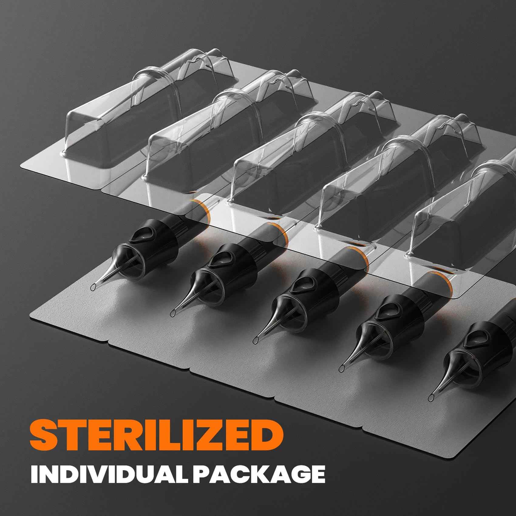 Ackbun 50 Assorted Tattoo Cartridge Needles Mixed Size #12 Standard Round Liner Shader Magnum - 5Pcs each of 5RL, 7RL, 9RL, 11RL, 5RS, 9RS, 15M1, 21M1, 15RM, 21RM Pro Disposable Tattoo Needles