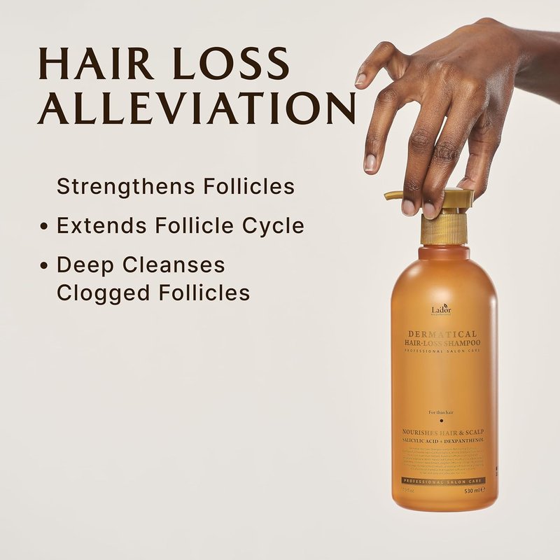 LADOR Anti Hair Loss Shampoo - Nourishing Hair Growth Formula with Salicylic Acid & Niacinamide | 17.9 Fl Oz for Normal to Dry Hair