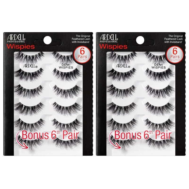 Ardell Wispy False Eyelashes for Everyday Wear, Flared Demi Wispies Strip Design with Seamless Invisiband, Medium Volume, 12 Pairs