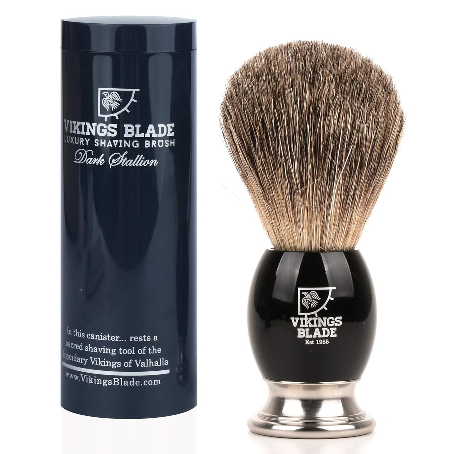 VIKINGS BLADE Luxury Shaving Brush for Men - Ultra Heavy Acrylic & 316L Steel Handle | Dark Stallion Color, Super Strong Knot