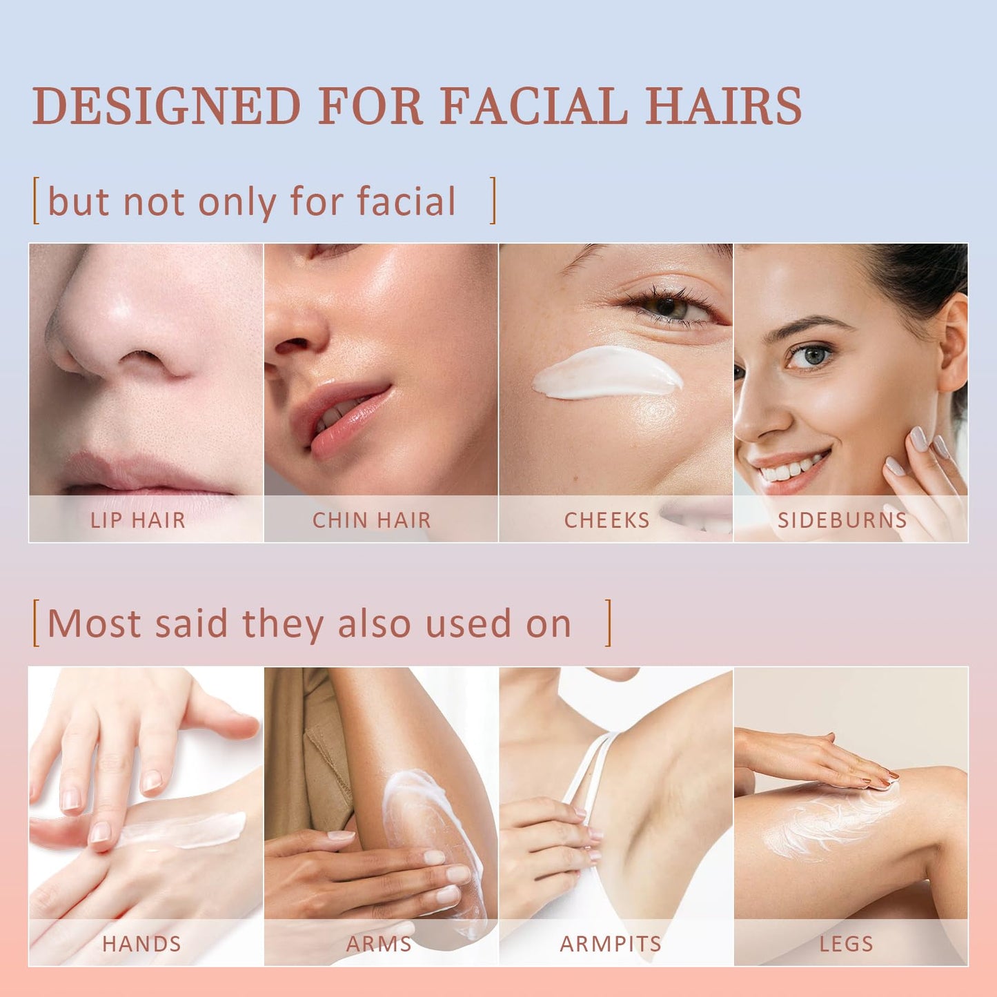 Facial Hair Removal Cream Kit for Women Face, Painless Soothing Hydrating Facial Depilatory Cream, 4 Min Flawless Upper Lip, Chin Fine Hair Remover, Sensitive Skin Hair Removal At Home