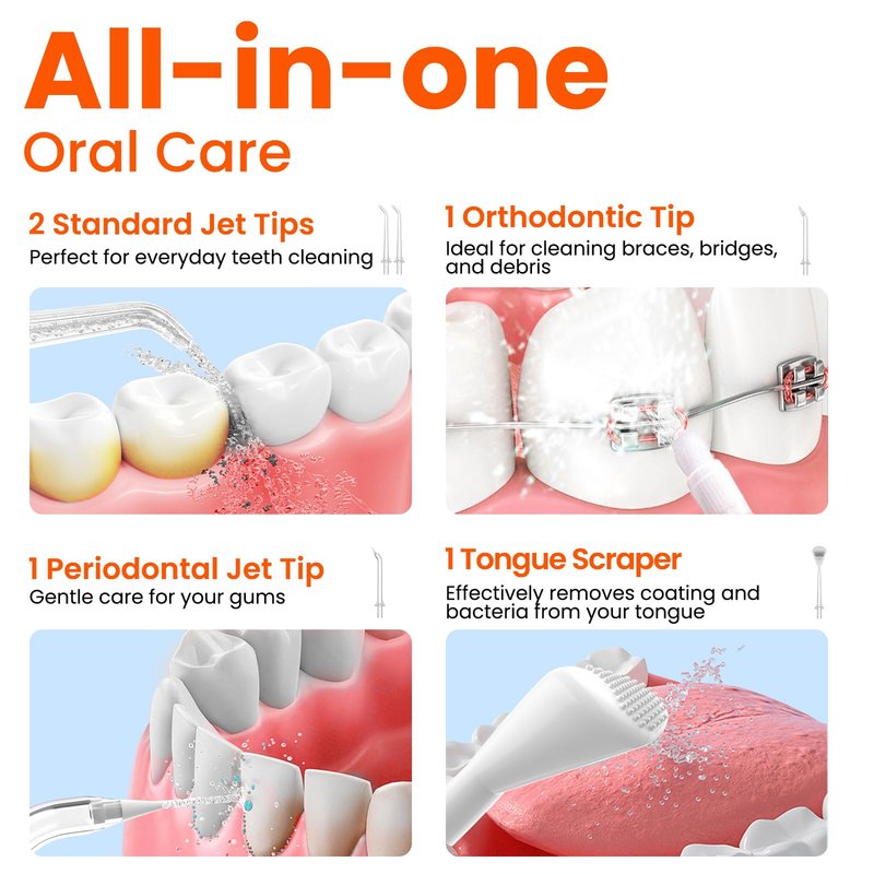 Water Dental Flosser Pick for Teeth: 300ML Portable Oral Irrigator, Rechargeable Travel Irrigation Cleaner Professional Electric Flossing Machine Power Flossers & Irrigator Accessories IPX7 Waterproof