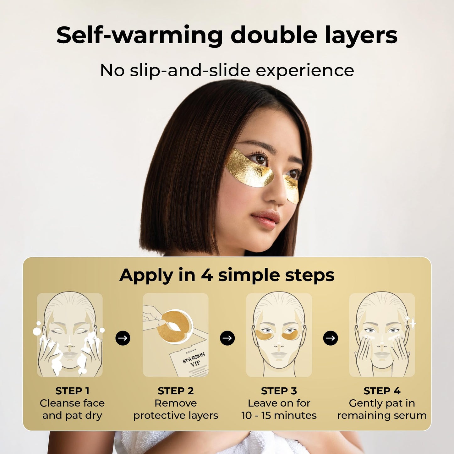 STARSKIN The Gold Mask Eye - Luxury Gold Foil-Topped Cellulose Eye Mask - Serum Concentrated with 83% Rose of Jericho - Smooths Puffy Eyes and Wrinkles