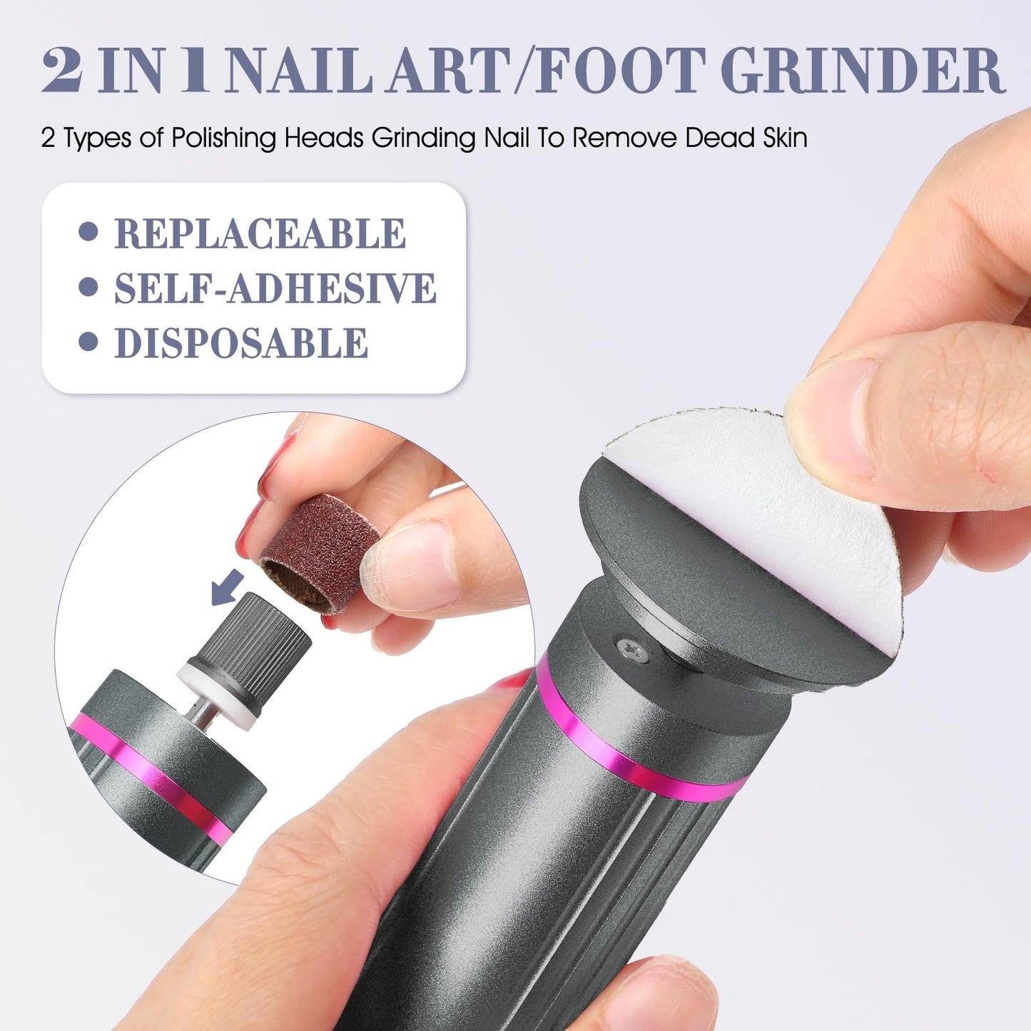 Electric Foot Callus Remover, 2 in 1 Callus Remover for Feet, 9 Adjustable Speeds with Sandpaper Disk and Nail Drill Bits, Digital Display, Rechargeable Pedicure Tools for Dead Skin(Gray)