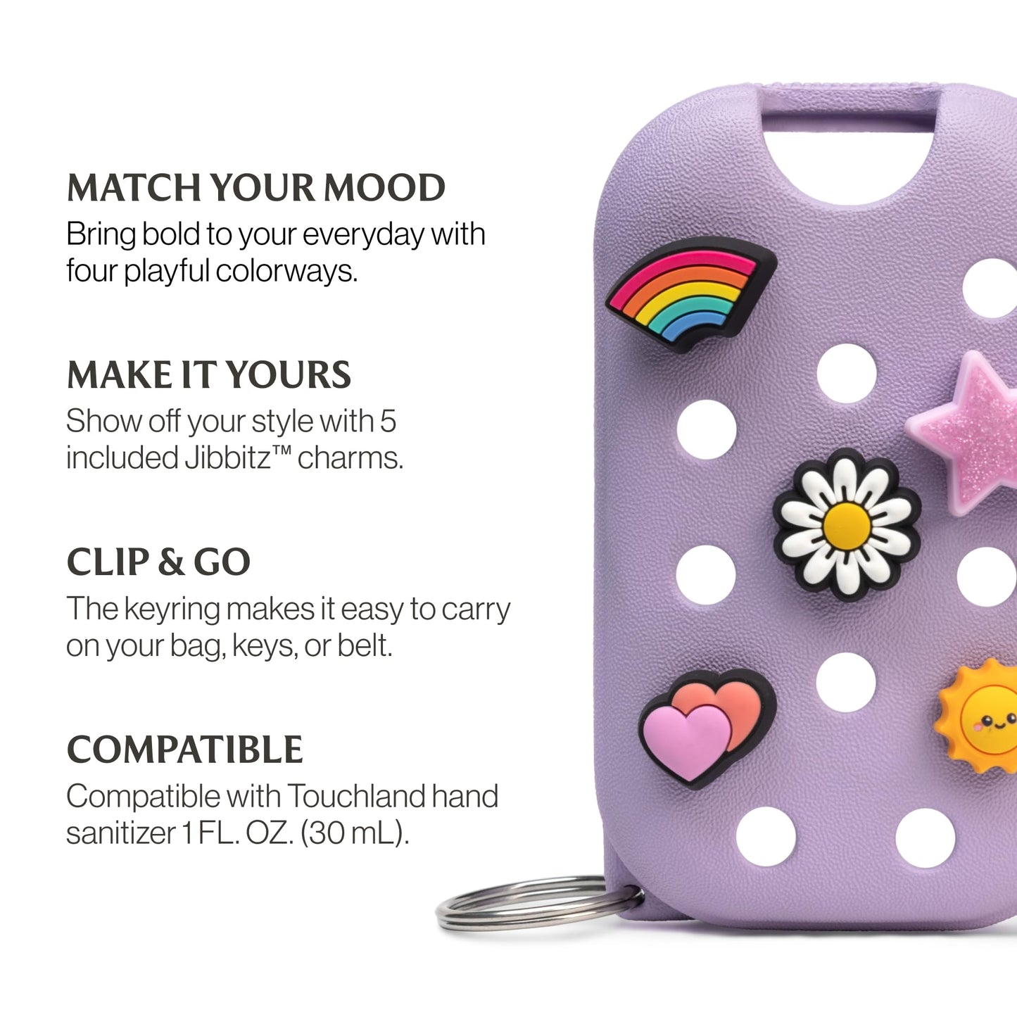 Touchland x Crocs Hand Mist Case with 5 Jibbitz Charms - Pixie Lavender