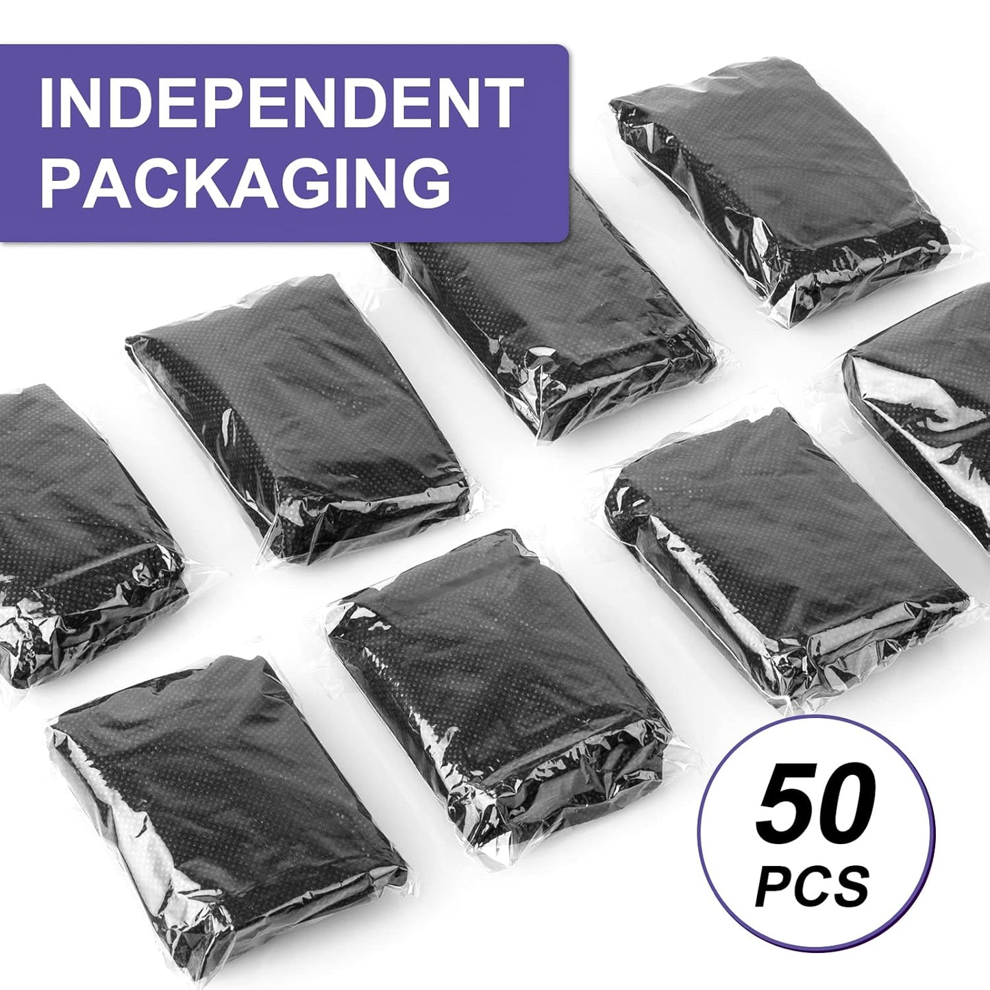 Womens Disposable Strapless Underwear - 50 Pack Individually Wrapped | Perfect for Salons & Tanning, Black