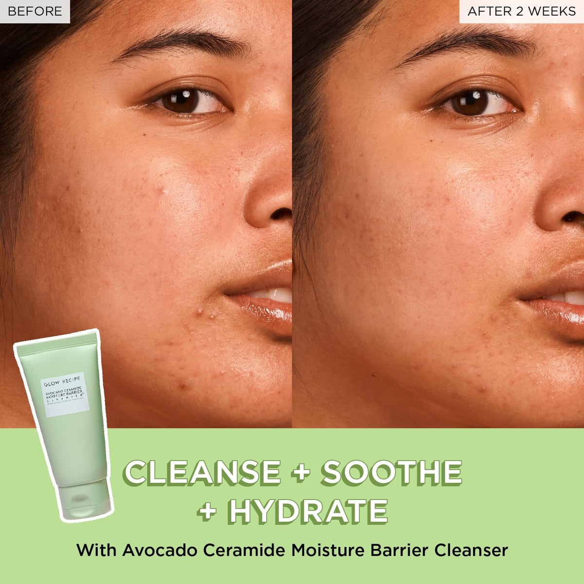 Glow Recipe Avocado Ceramide Facial Cleanser, Korean Double Cleanse Second Step, Hydrating Gel-to-Foam Face Wash for Dry Skin, Barrier Support, Hyaluronic Acid + Colloidal Oatmeal (150ml)