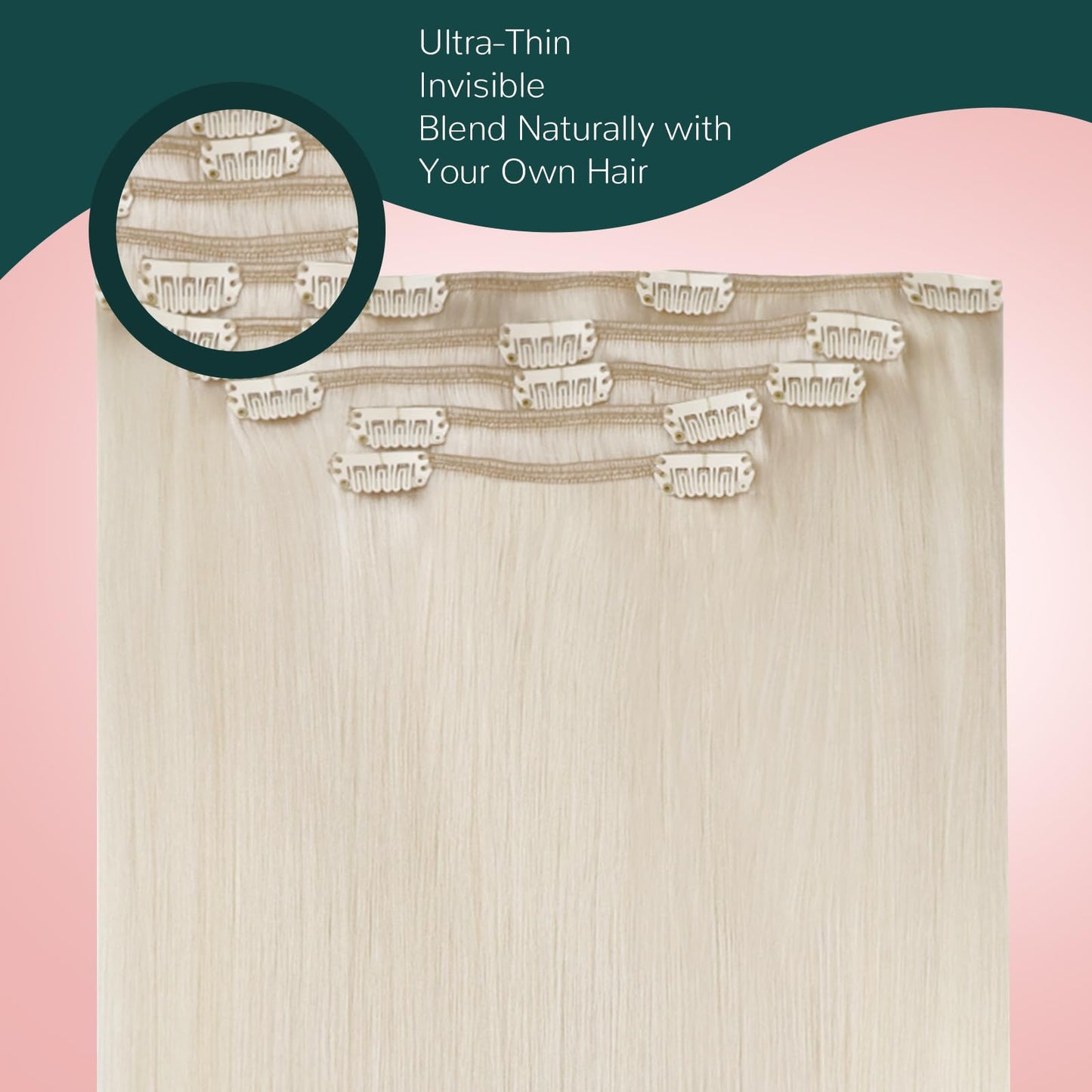 Easyouth Blonde Clip in Hair Extensions Real Human Hair Clip in Extensions White Blonde Soft and Smooth Clips in Extensions Remy Hair Ease of Use 14 Inch 85G 5Pcs