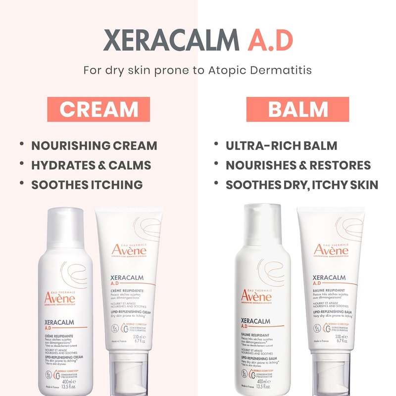 Avène XeraCalm A.D Lipid-Replenishing Cream - Eczema & Atopic Dermatitis Relief | Fragrance-Free, 13.5 Oz