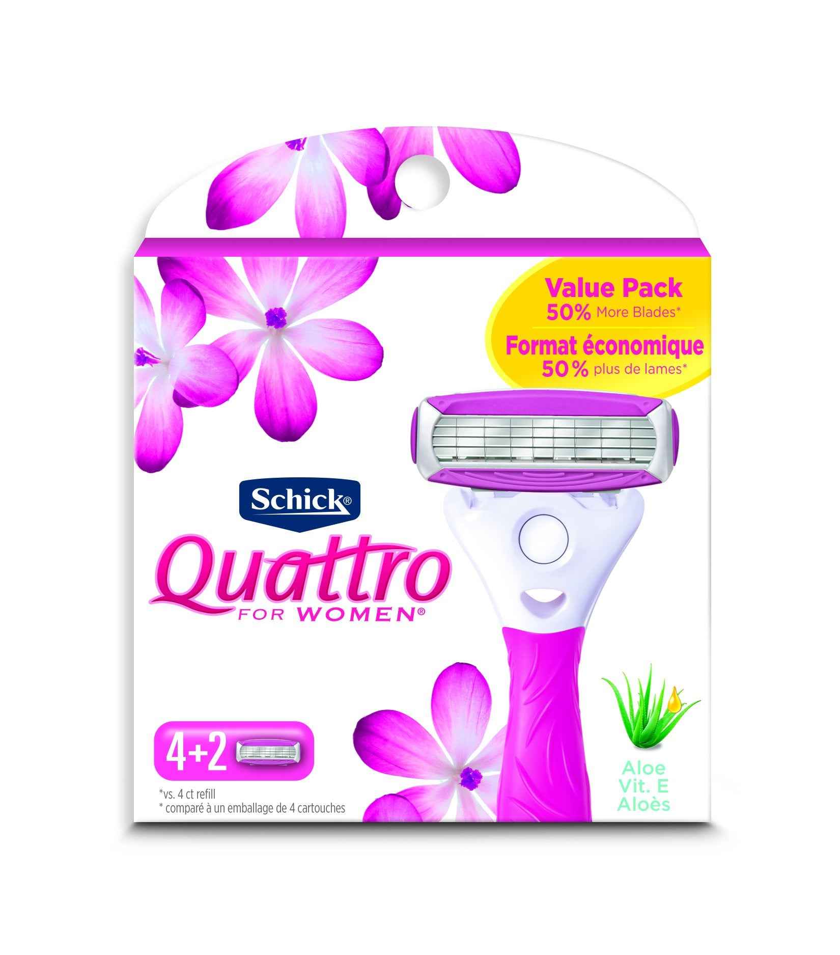 Schick Quattro Womens Ultra Smooth Razor Blade Refills for Women Value Pack, 6 Count (Pack of 1)