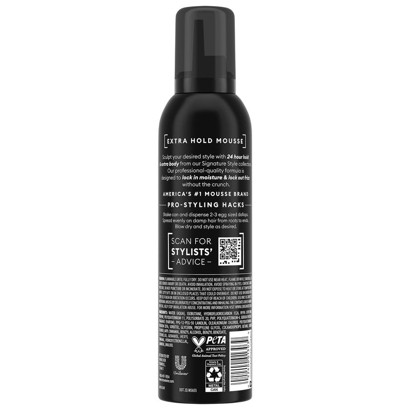 TRESemmé Shaping Mousse, Extra Hold 6-Pack – Alcohol-Free, Non-Drying Hair Mousse for Sculpting, 24H Frizz Control, 6.5 Oz Ea