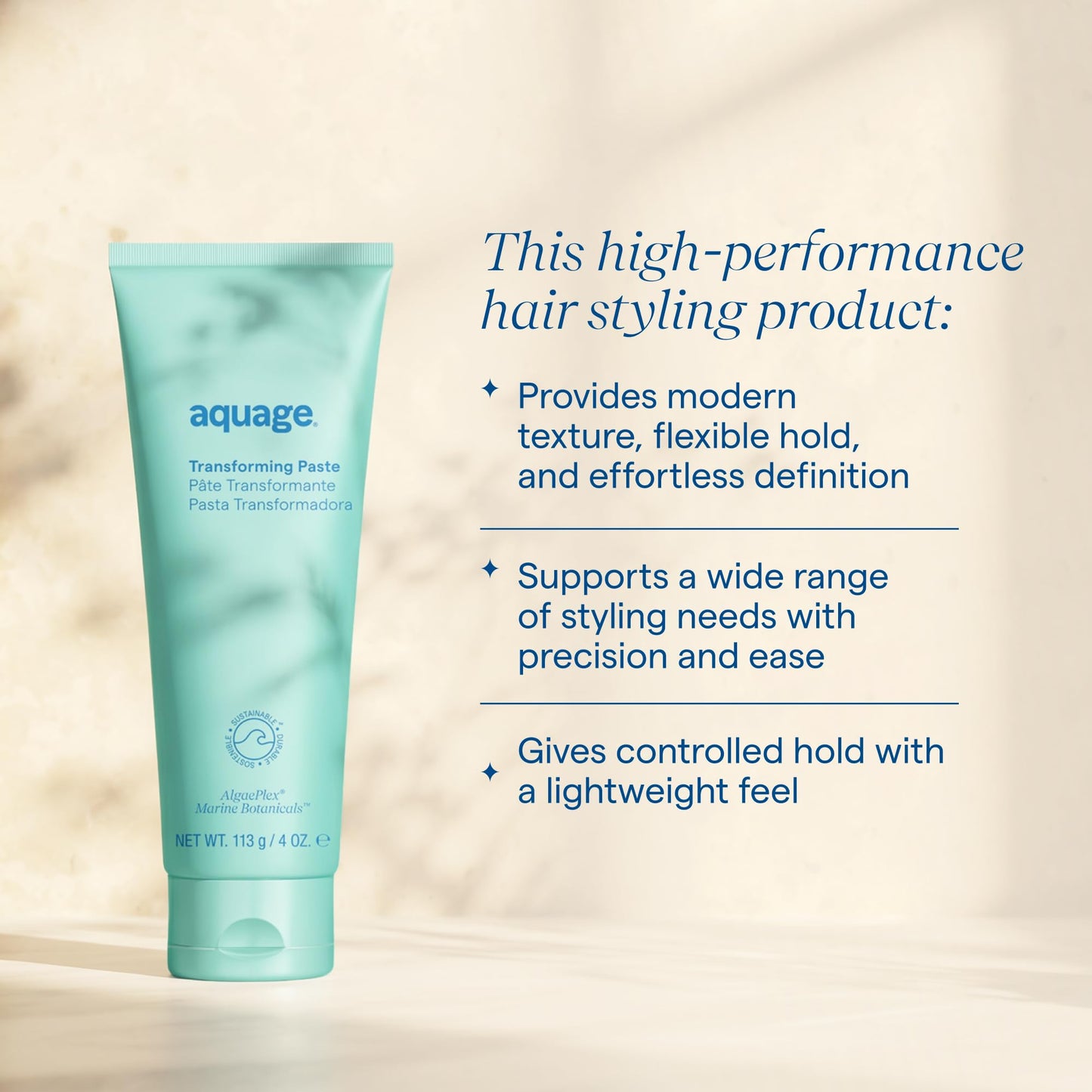 Aquage Transforming Paste - Texturizing Hair Paste for Women and Men - Matte Styling Cream with Flexible Hold and Definition for Short Hair (5 oz)