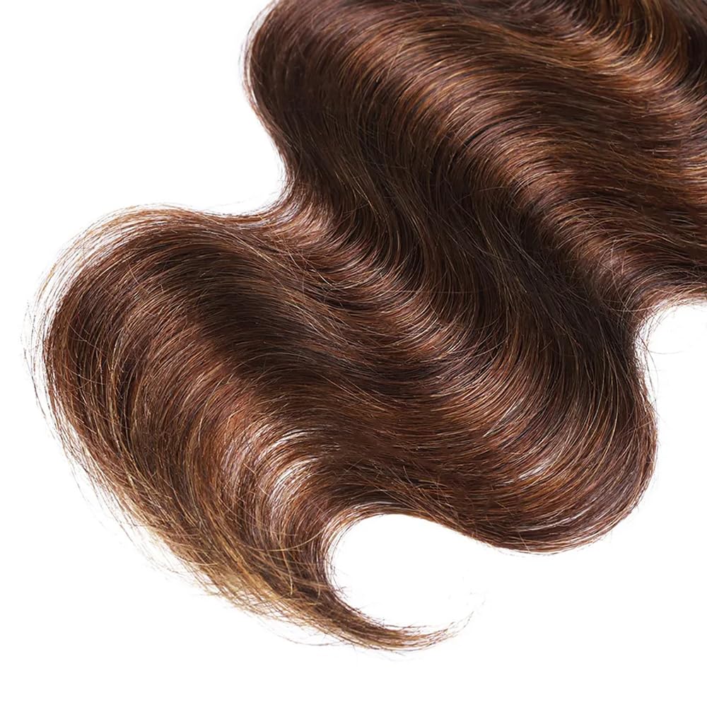P4/30 Human Hair Bundles Body Wave Bundles With Highlights Human Hair 14 16 18 Inch Brazilian Virgin Remy Hair Extensions Dark Brown Bundle Hair Weave Salon Quality 100g/Pc