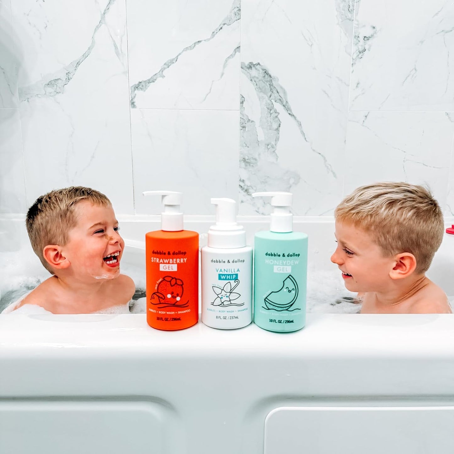 Totally Tub-ular Tidings Bubble Bath Set | 3-in-1 Mixable Bubble Bath, Body Wash & Shampoo - Strawberry, Honeydew & Vanilla