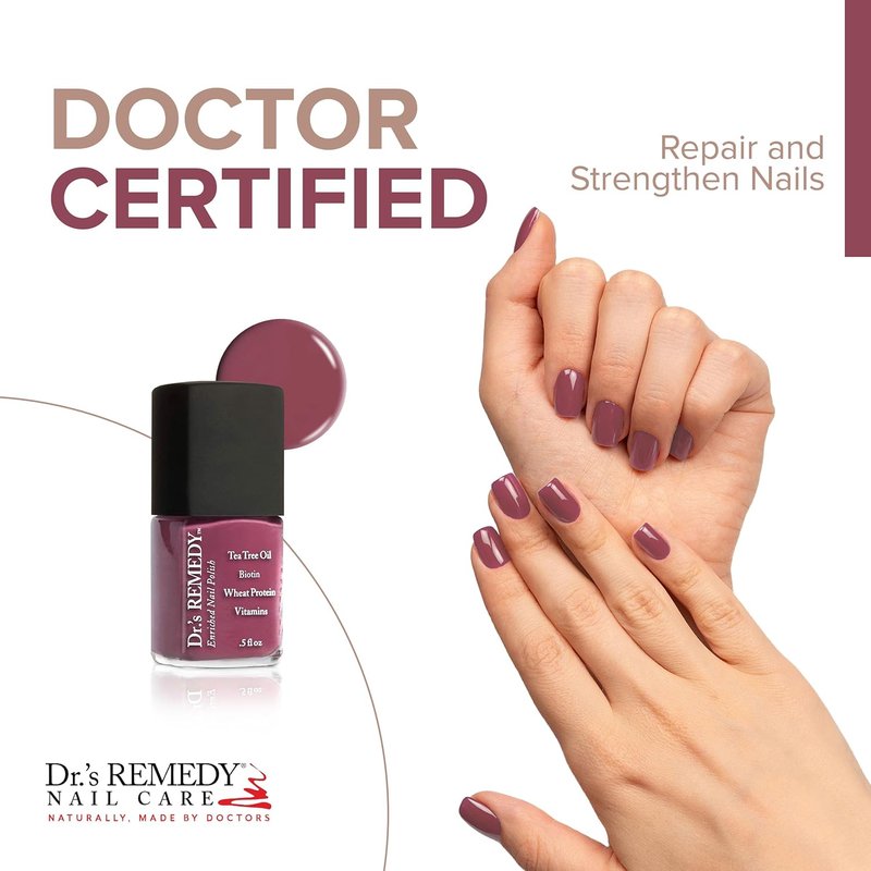 Dr's Remedy Nail Polish Kit - Non-Toxic Organic Trio with Strengthener | Brilliant Berry, Brave Berry, Mindful Mulberry
