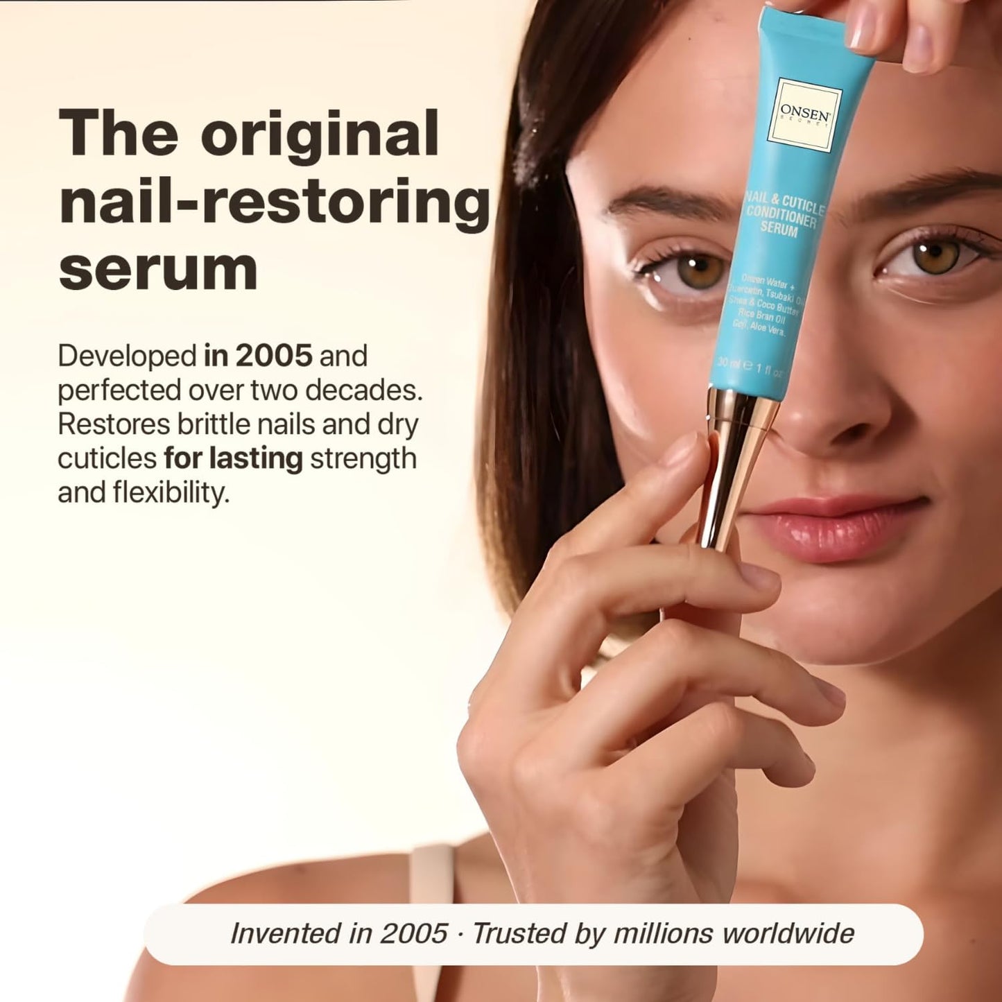 Onsen Nail & Cuticle Cream Treatment w/Japanese Tsubaki, Jojoba & Lavender Oil, Shea Butter – Strengthens Nails, Softens Cuticles - Daily Repair Care (2 Count/30 ml)