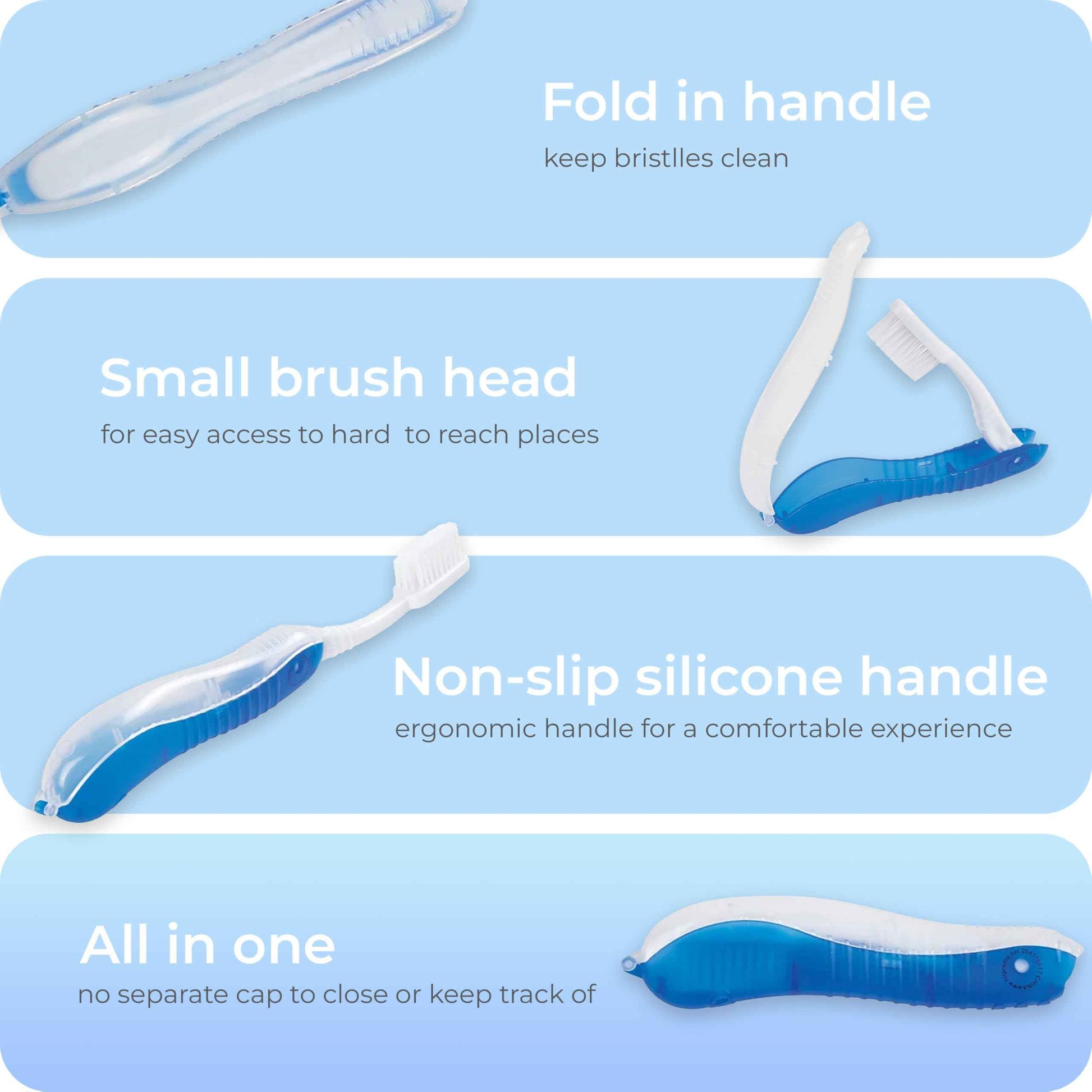 Number 1 In Service 24 Pack Foldable Travel Toothbrushes Soft Bristle Compact Size for Adults, Kids, Men, Women, Mini Tooth Brush Set for Camping, Hotel, Airplane, Toiletry Kits Individually Wrapped