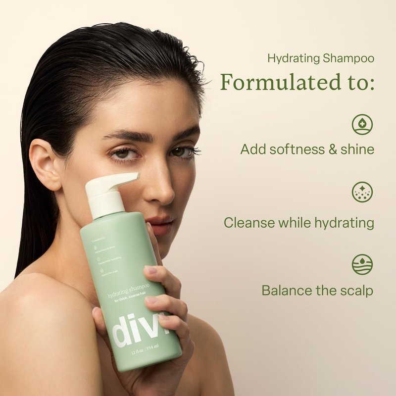Divi Hydrating Hair Care Routine, Includes Full Size Hydrating Shampoo, Conditioner, and Scalp Serum, Gently Cleanses, Removes Scalp Buildup, Hydrates, and Nourishes Hair, 3 Piece Set