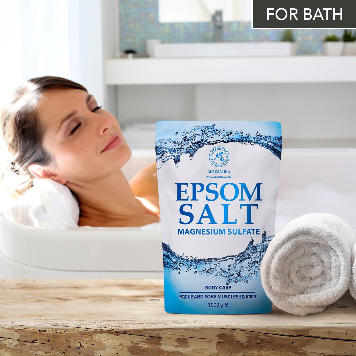 Epsom Salt Bath 1kg (35 oz) – 100% Pure Magnesium Sulphate – Relaxing & Detoxifying – Body Care & Better Sleep