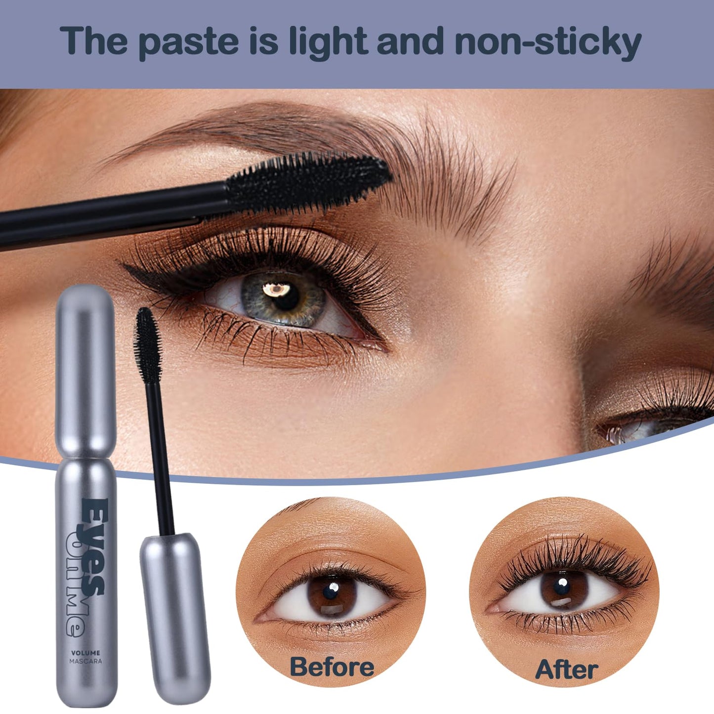 OZ LAB Eyes On Me Waterproof Volumizing Mascara – Long-Lasting Curl & Lift, Smudge-Proof, Conditioning Formula with Panthenol & Vitamin E, Precision Tapered Silicone Brush, Jet Black