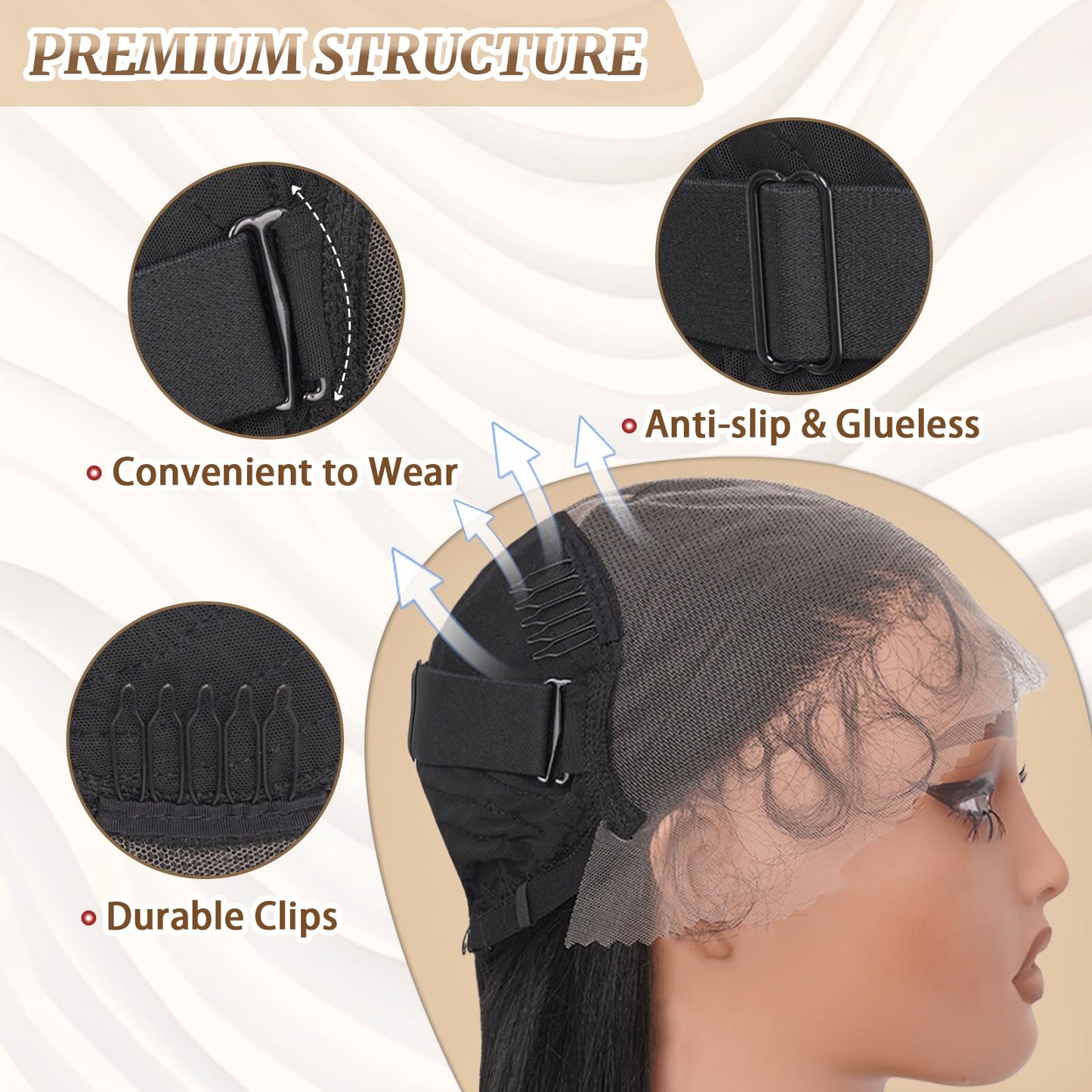 PREMPO 13x6 Lace Front Wigs, 28 Inch Wavy Wig Pre Plucked 180% Density Wear and Go Glueless Wigs As Human Hair Heat Resistant Synthetic Wig with Baby Hair, #2 Natural Black