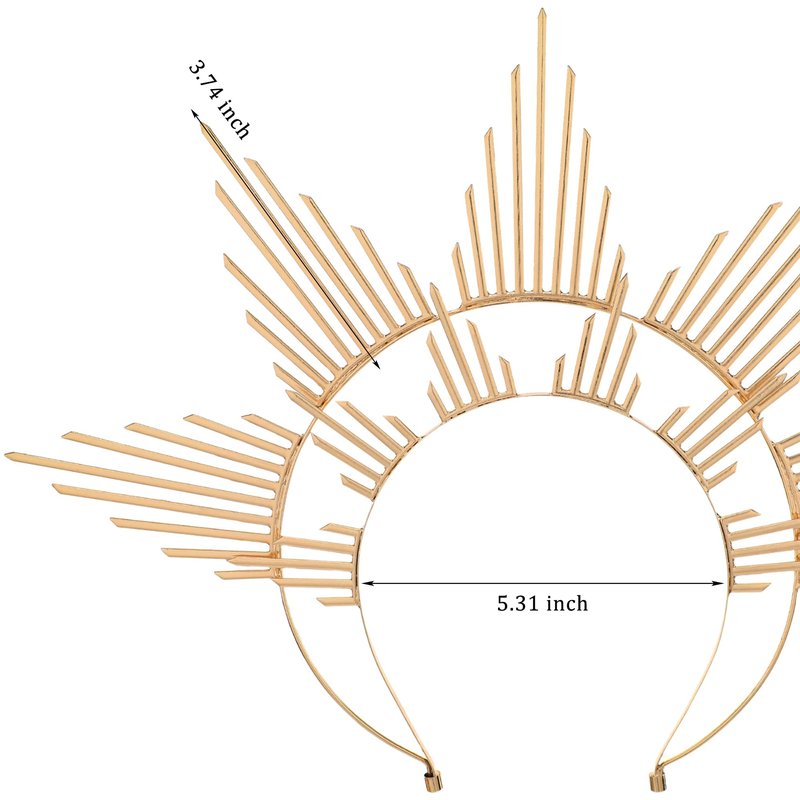 COSUCOS Golden Halo Crown Headpiece - Renaissance Statue of Liberty Halo Headband Spiked Sunburst Sun Goddess Headbands Cosplay Medieval Costume Headpiece for Halloween Party