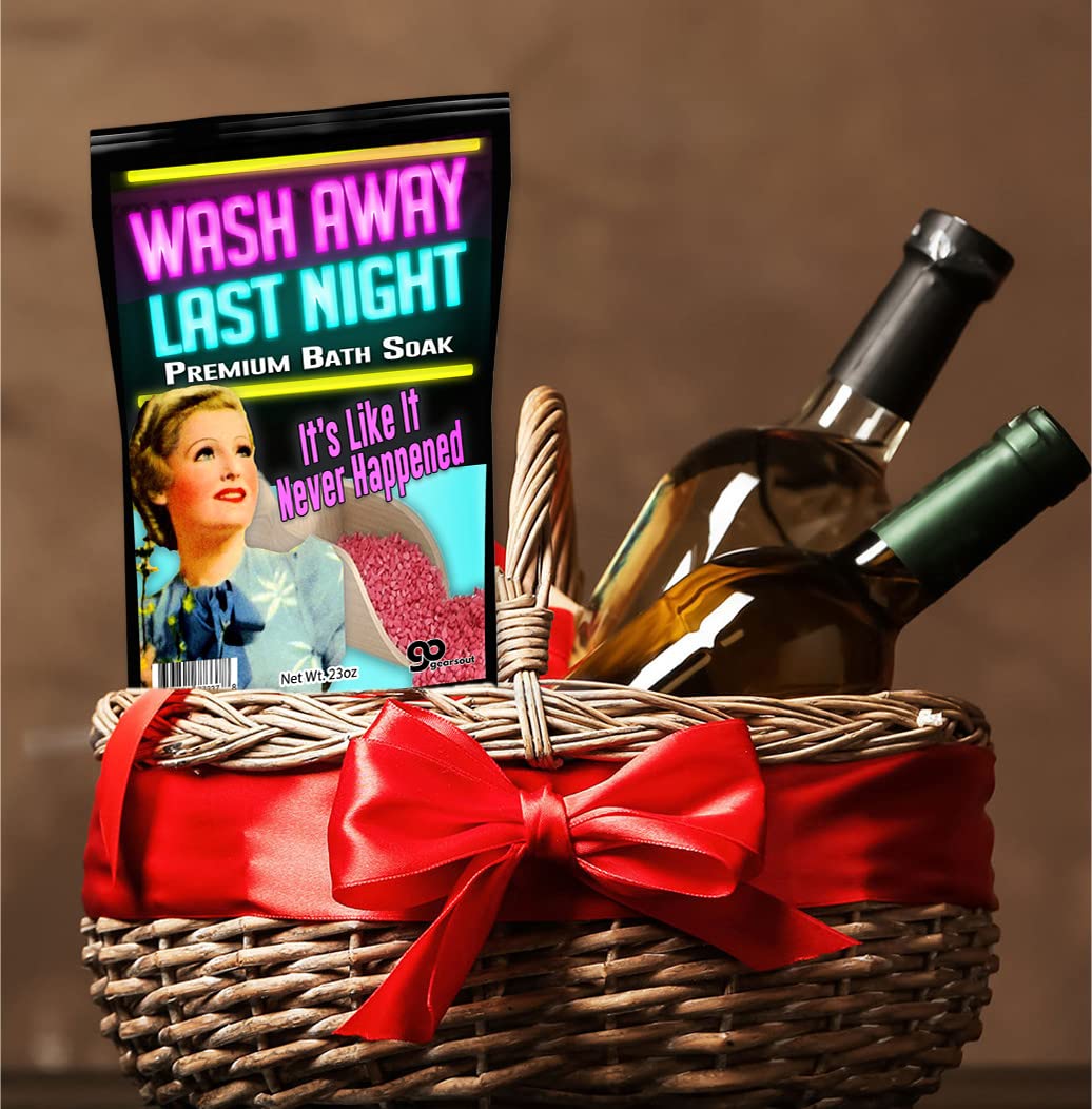 Gears Out Pink Bath Salt Luxury Bath Soak - Wash Away Last Night - Funny Girlfriend Gifts for Best Friends - Mediterranean Sea Salts - Ladies Night Gifts - Bachelorette Party Favors