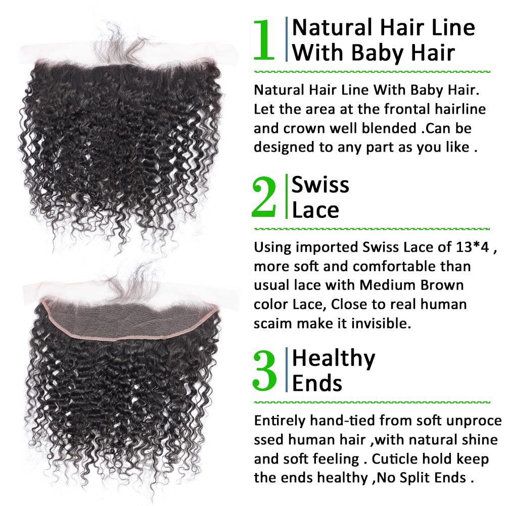 5x5 Closure Deep Wave Regular HD Lace Closure, 200% Density, 12A Brazilian Virgin Human Hair Closure Pre Plucked with Baby Hair Natural Black 12 Inch