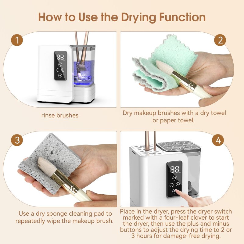 5-in-1 Electric Makeup Brush Cleaner & Dryer Machine- Portable Automatic USB Cosmetic Brushes Cleaner Tool with Deep-Clean Silicone Brush for All Size Brushes (Contour, Eyeshadow, Blush)