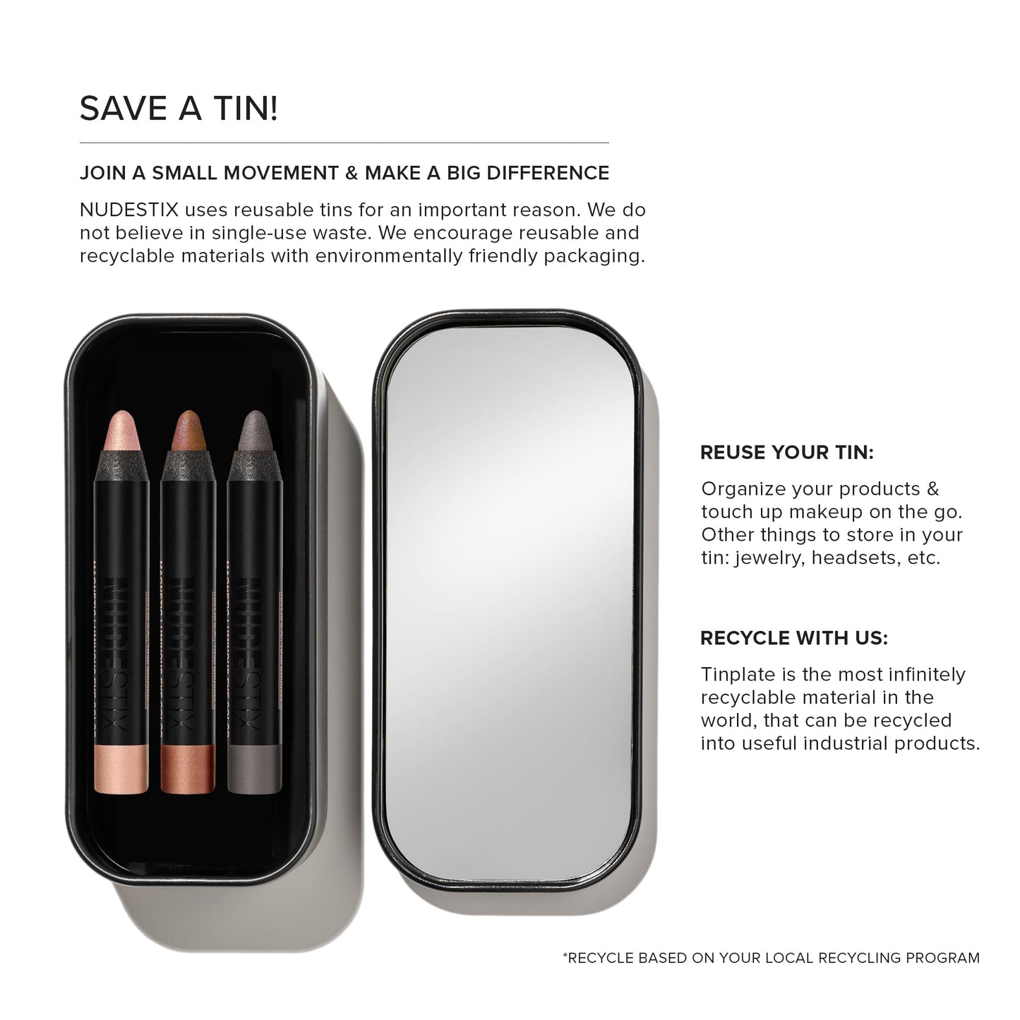 Nudestix Mini Nude Metallic Eye Kit – 3-Piece Cream Eyeshadow Pencil Set in Long-Wear Metallic Nude Shades | Multi-Use Eye Crayons for Shadow, Liner & Primer | Vegan, Travel-Friendly Makeup Set