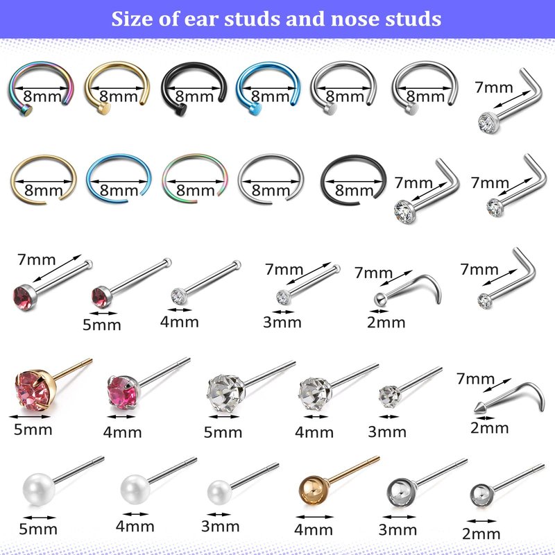 Chumia 157 Pcs Ear Piercing Gun Tool Kit Stainless Steel 36 Pairs Studs 98 Earrings 22 Nose Studs Nose Navel Piercing Machines for Salon Home