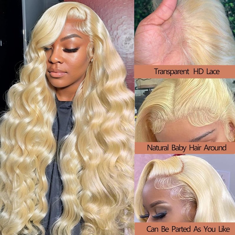 613 Lace Front Wig - 24 Inch Blonde Human Hair | 180% Density, Pre-Plucked with Baby Hair