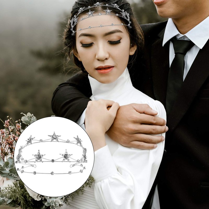 Beaupretty Bling Rhinestone Star Crown, Star Crystal Tiara and Crown Bridal Headpiece Alloy Hairband Wedding Jewelry for Women Girls, Silver