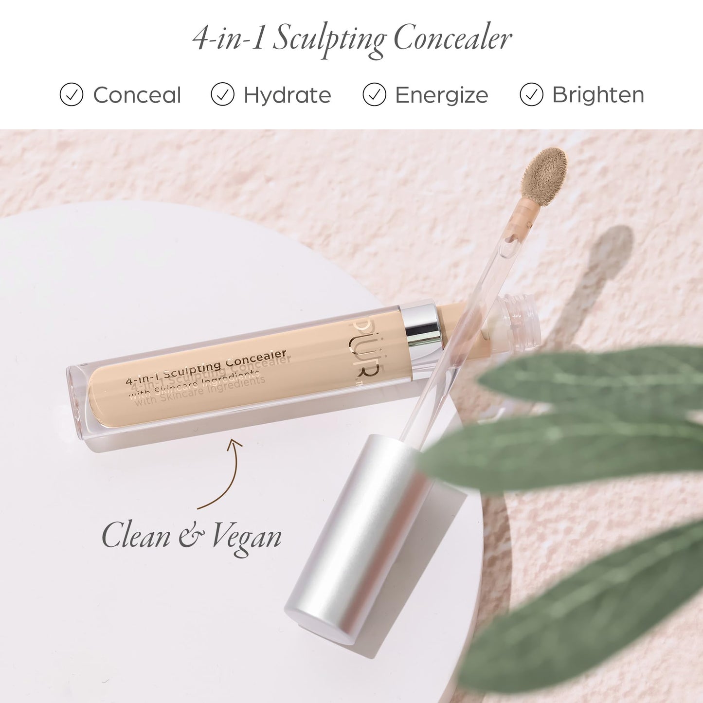PÜR MINERALS 4-in-1 Sculpting Concealer for Women - Conceals, Brightens, Plumps & Corrects - Hydrating & Moisturizing Makeup Concealer with Medium to Full Coverage for Dark Circles - Light Nude, LN6