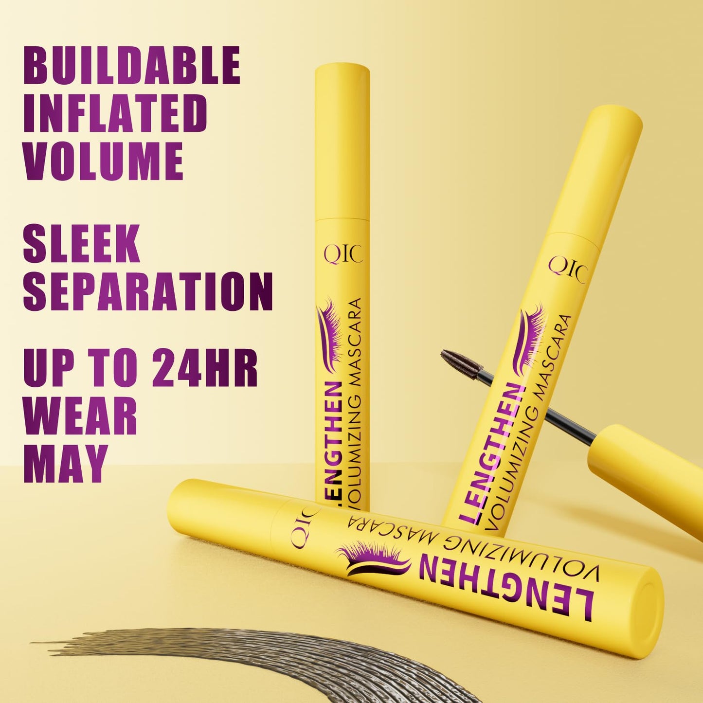 Volumizing & Lengthening Mascara - Waterproof, Smudge-Proof, Buildable Formula for Clump-Free Lashes - Adds Natural Volume & Length - Sweatproof, Long-Lasting, Curling - Easy to Apply (Brown)
