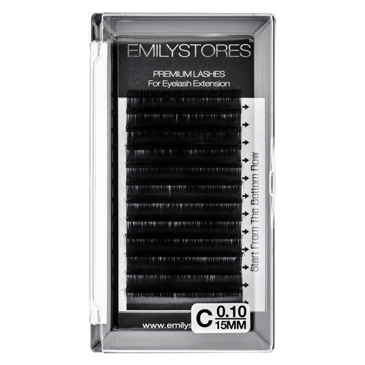 EMILYSTORES Eyelash Extensions 0.10mm Thickness C Curl Length 15mm Individual Volume Natural-Looking eyelashes Single Size For Lash Extension (0.10,C,15mm)