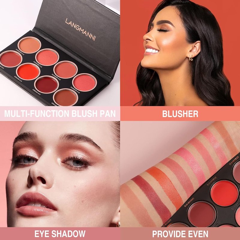 Blush Makeup Palette - 8 Color Matte & Shimmer Blush and Highlighter Set | Mineral Contour Makeup