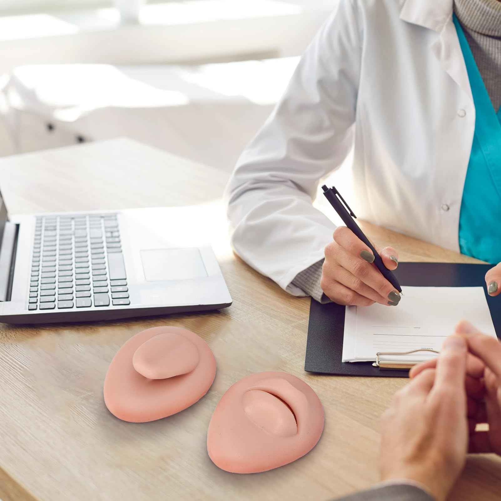 7Pcs Soft Silicone Flexible Model Body Part Displays Set, Body Piercing Practice Model Simulation Ear Eye Nose Mouth Tongue and Belly Button Model for Novice Piercer (Medium Fleshcolor)