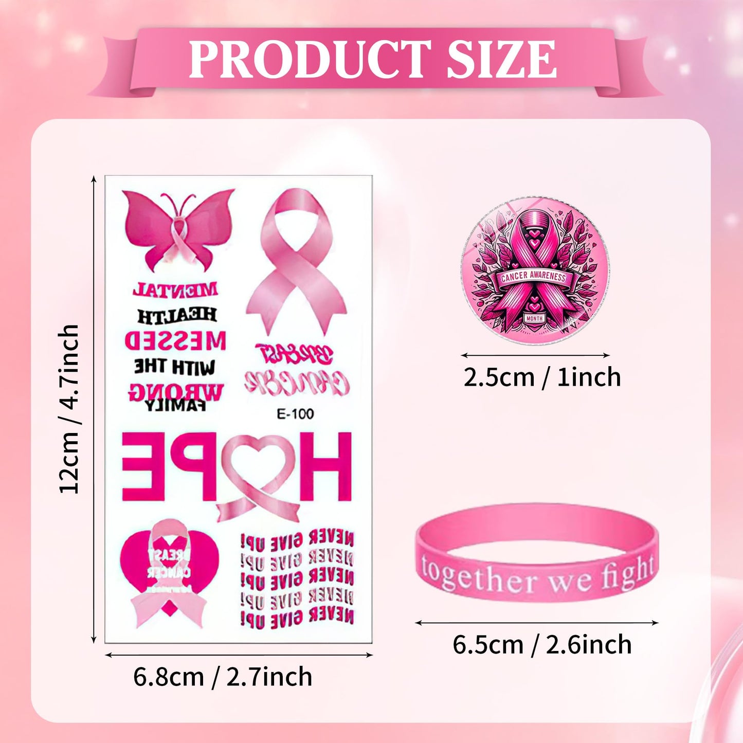 RAORAOYUE 36 Pcs Breast Cancer Awareness Items Bulk